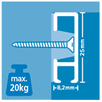 CLICK RAIL, ALU GEBORSTELD, 300 cm, 20 kg/m1, per 5 stuks 9.4343