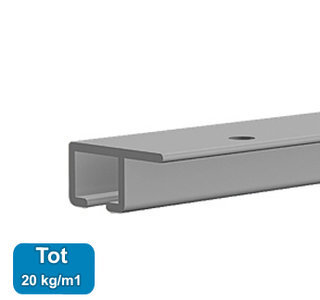 top rail, alu anod, 200cm, max. 20 kg/m, per stuk 9.4313AA