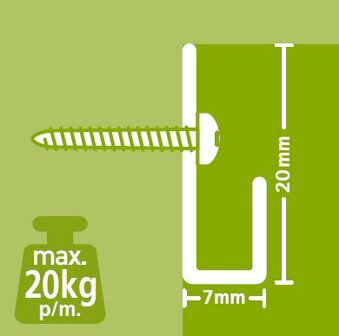 classic rail, wit, 200 cm, 20 kg /m1, per stuk 9.4307AA