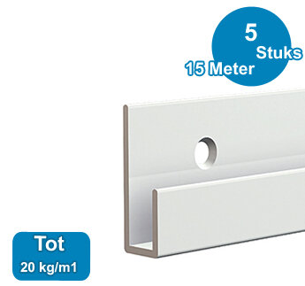 CLASSIC RAIL, WIT, 300 cm, 20 kg /m1, per 5 stuks 9.4308