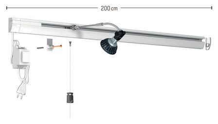 Combi Rail Pro Light LED wit RAL9010 complete set 200 cm