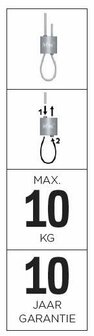 set loop hanger plus draad met haak 300 cm 10 kg (10 sets)