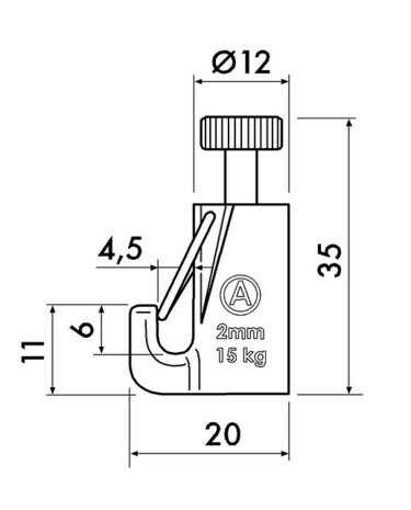 auto grip lock haak 15 kg voor 2 mm draad per stuk