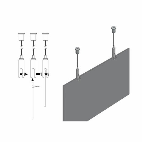 ophangset met paneelhanger (6mm) aan plafonds