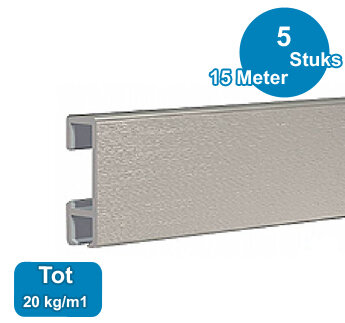 CLICK RAIL, ALU GEBORSTELD, 300 cm, 20 kg/m1, per 5 stuks 9.4343