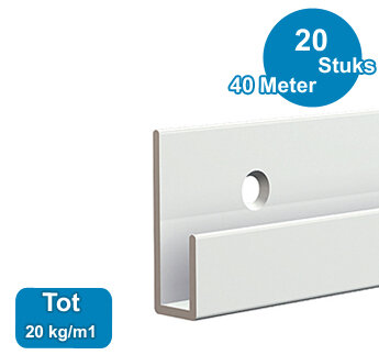 CLASSIC RAIL, WIT, 200 cm, 20 kg /m1, per 20 stuks 9.4357