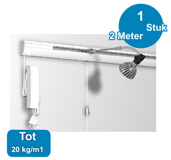 COMBI RAIL, PRO LIGHT, 200 cm rail, 50 kg /m1 40.11200 incl. ophangaccessoires