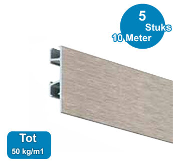 click rail pro, alu geborsteld, 200 cm, per 5 stuks 05.05320