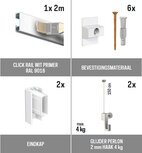 all-in-one kit 2 m Click Rail wit primer + glijder 2 mm perlon 150 cm + mini haak 4 kg all-in-one kit 2 m Click Rail wit primer + glijder 2 mm perlon 150 cm + mini haak 4 kg