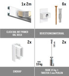 all-in-one kit 2 m Click Rail wit primer RAL 9016 + Twister 2 mm perlon 150 cm + haak 15 kg all-in-one kit 2 m Click Rail wit primer RAL 9016 + Twister 2 mm perlon 150 cm + haak 15 kg